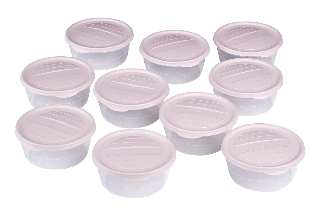 RoyalFay® Pizza Ball Box Piccolo 10-piece set - proofing boxes with lid in rose color - food-safe meal prep box for pizza dough balls & ingredients - stackable, BPA-free & Made in EU.