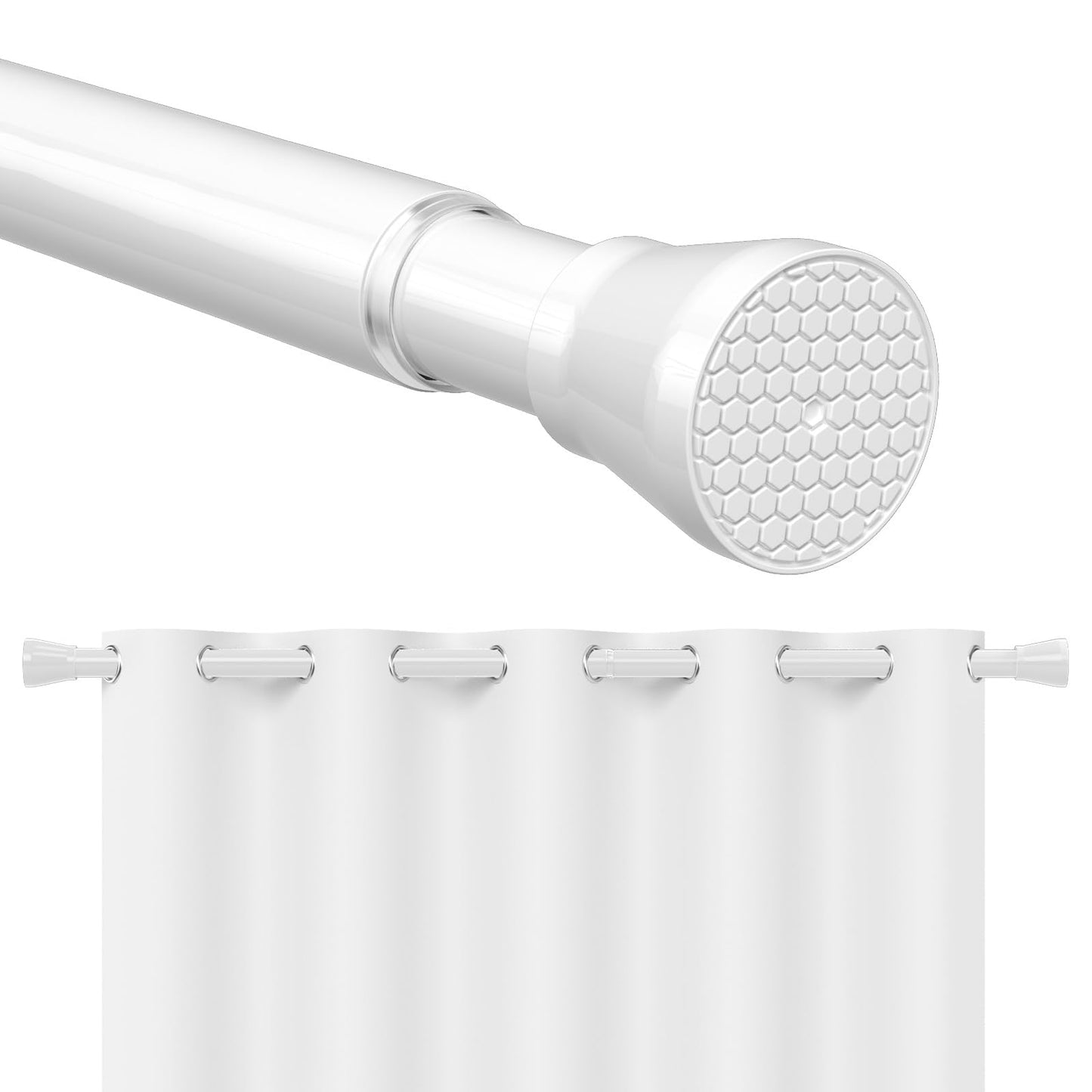 White tension rods, 18 - 28 inches, tension rod, no drilling, small adjustable curtain rod for closet, window, kitchen, door
