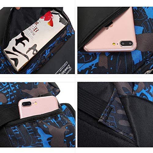 Asge school backpack for boys and girls - Waterproof backpack for teenagers, reflective, large, for school and outdoor camping, including shoulder bags set.
