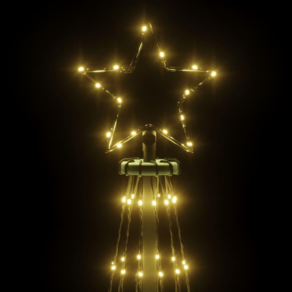 vidaXL LED Christmas Tree Cone Shape Pine Tree Light Tree Christmas Decoration Star Lighting Outdoor Illuminated Light Chain Warm White 732 LEDs 160x500cm