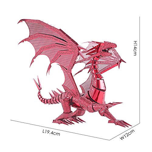 Piececool 3D Puzzle Metal Model Building Flaming Dragon, 3D Metal Puzzle for 340 stainless steel, Entire Metal, 1:1 Restore Collection, Birthday Gift, adult model kit, 115 pieces