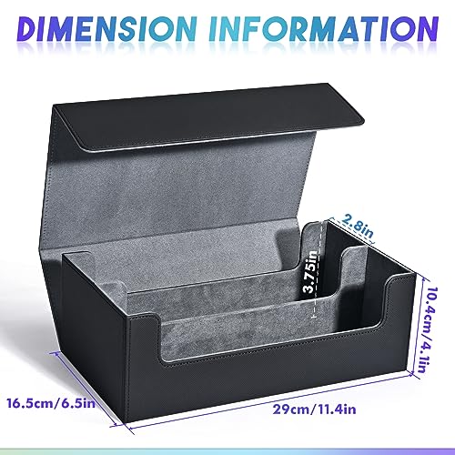 UAONO Collectible Card Storage Boxes for 1200+ cards, Premium Magnetic Deck Boxes, Leather Deck Case with Dividers, Trading Card Deck Boxes for TCG Magic the Gathering YuGiOh Cards (Black)