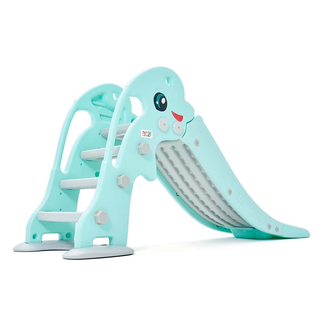 Baby Vivo Kids Slide Children's Slide Garden Slide Toddler Slide Plastic Dolphin rounded corners & edges for Indoor & Outdoor in turquoise