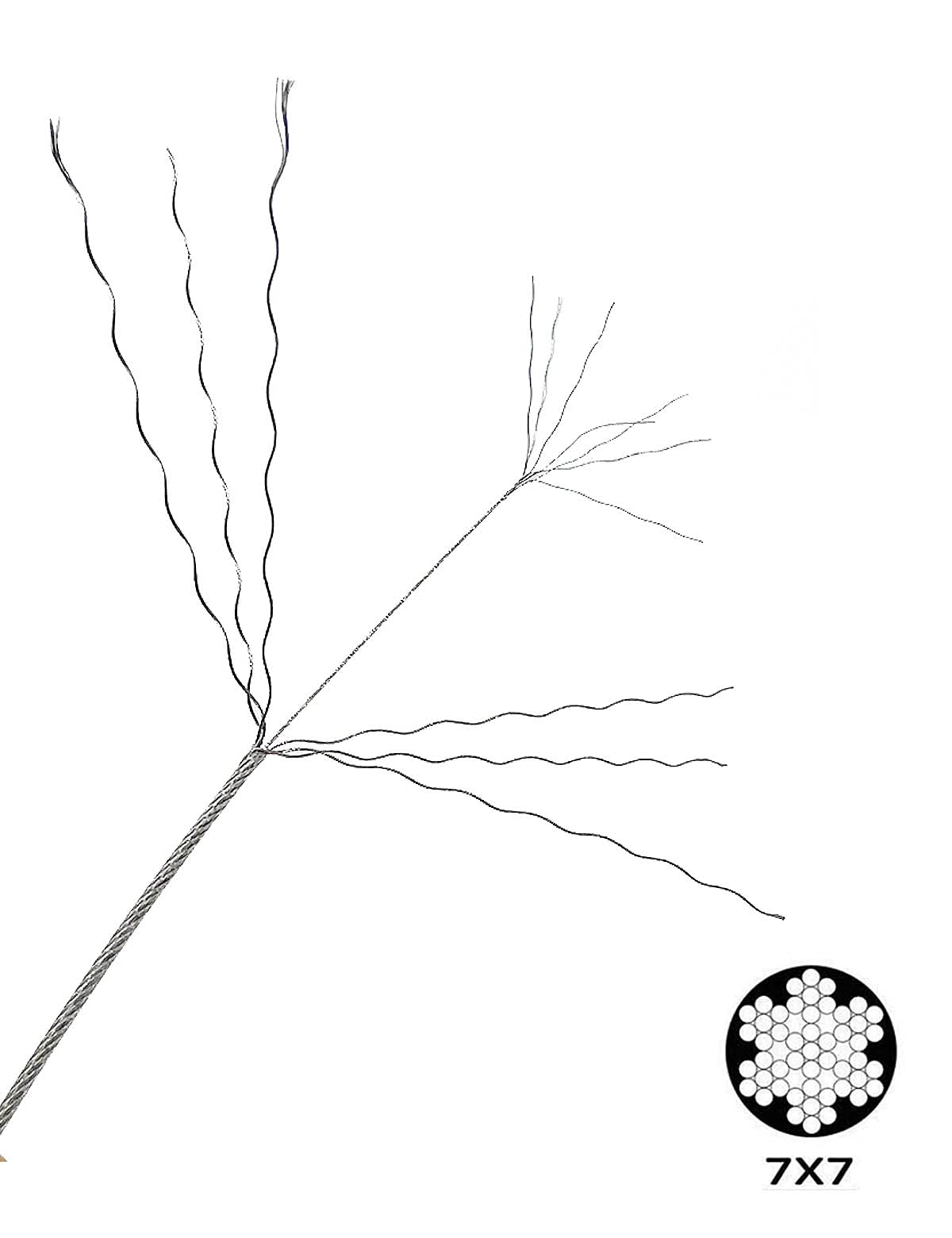 30M trellis wire rope 304 stainless steel, PVC-coated 2mm steel wire 1.5mm 5x turnbuckle M5 hook eye, 10x thimble, 10x wire rope clamps, 10x eye screw, 10x expansion tube, 67 pcs.