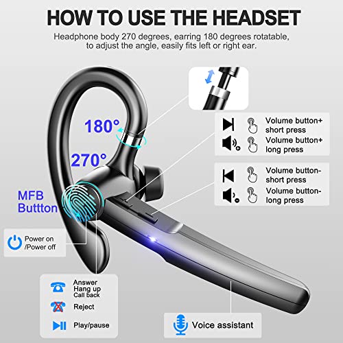 Ceppekyy Bluetooth headset phone with microphone, wireless in-ear headphones, 48hrs talk time, Bluetooth hands-free, new gold for iPhone Samsung Android.