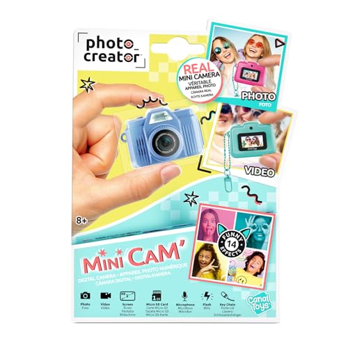 Canal Toys Photocreator - Mini Digicam - compact 12MP pocket camera, 1080p Full HD video, 1.5" LCD screen, selfie mode & color filters, MicroSD card slot - ideal for on the go - CLK 059