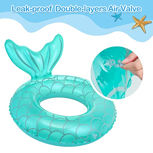 MoKo Inflatable Swim Ring, 2 pieces Mermaid Swimming Rings Water Play Ring 70 cm Large Pool Float Toy Water Toy for Adult & Kids, Rose Gold+Blue