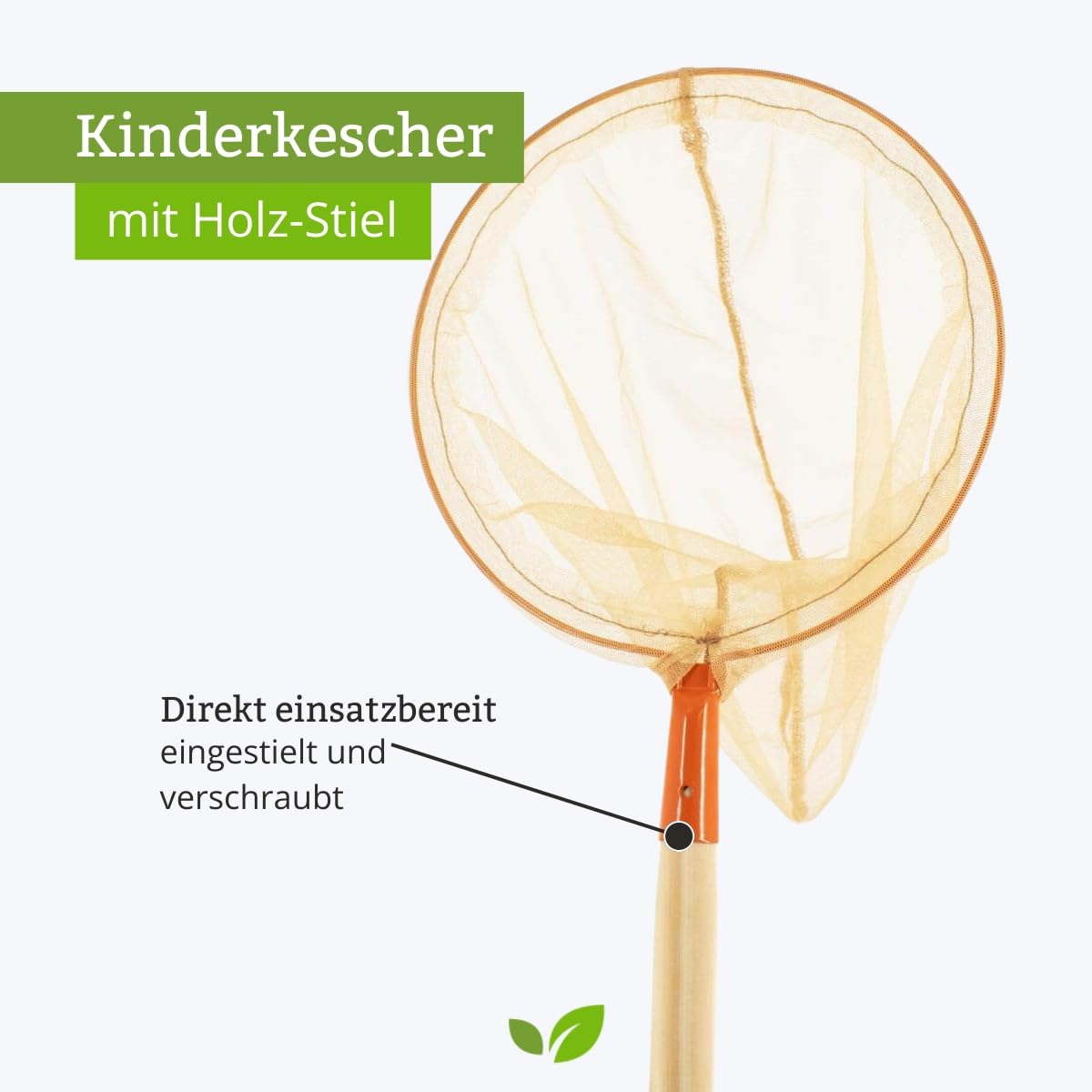 Record Butterfly Net for Kids (Metal, Orange) with Wooden Handle (72 cm) - ⌀ 23 cm - Total length 102 cm - for children ages 3 and up.