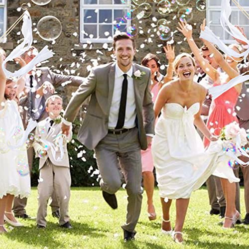 50 pcs Wedding Wands, Wedding Wand Ribbon Wands with Bell, Silk Fairy Stick, Wedding Wands for Parties, Holidays, Celebrations, White