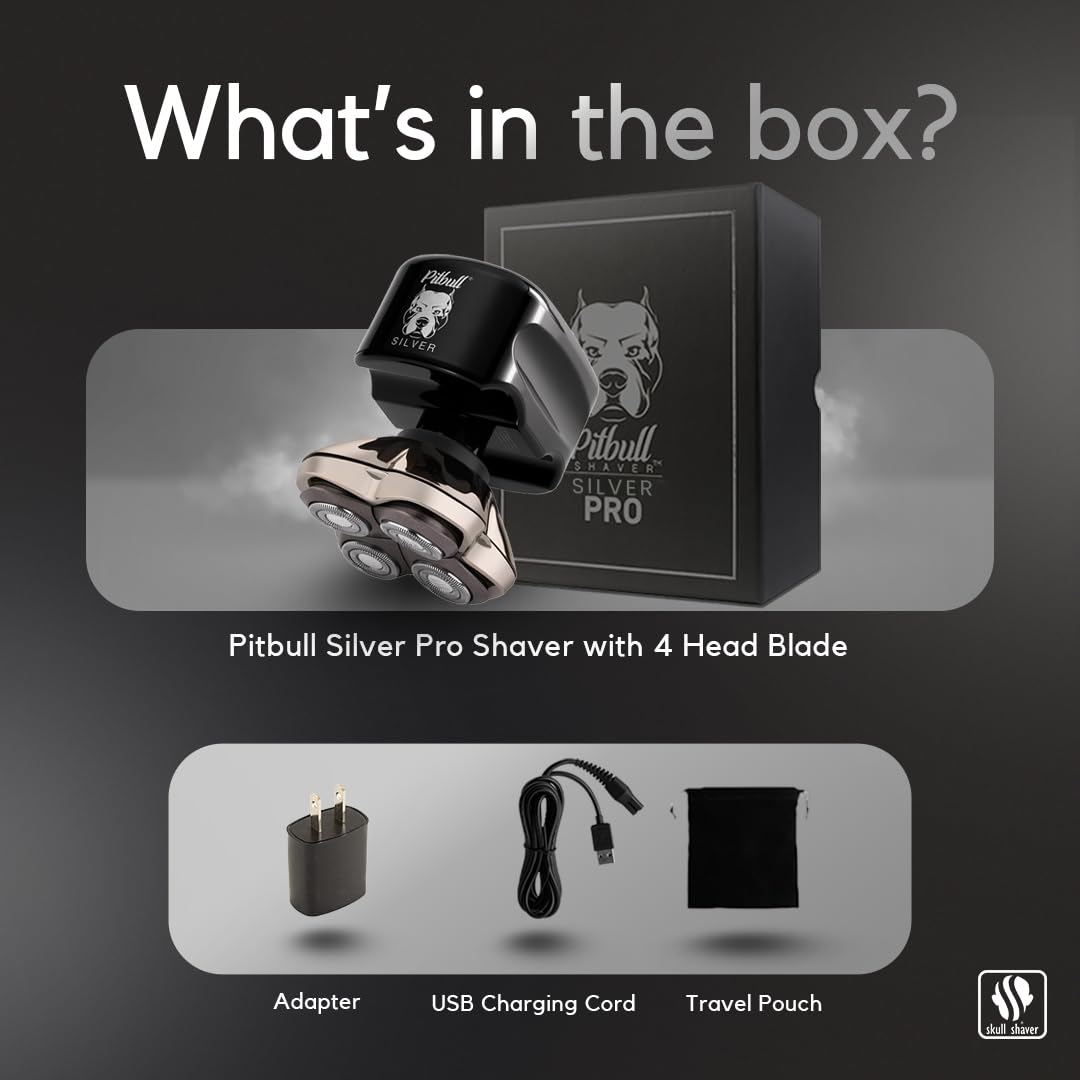 Pitbull Silver PRO Men's Electric Shaver for Head and Face, perfect gift for husband or boyfriend.