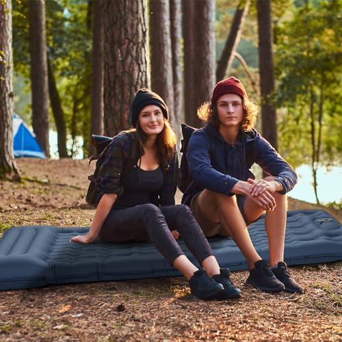 HOUSEPRO Isomatte Self-Inflating, 11cm Upgrade Airbag Camping Mat, Inflatable Sleeping Pad, Camping Mattress, Air Mattress for Camping, Camping Mat with Foot Pump and Pillow for Outdoor