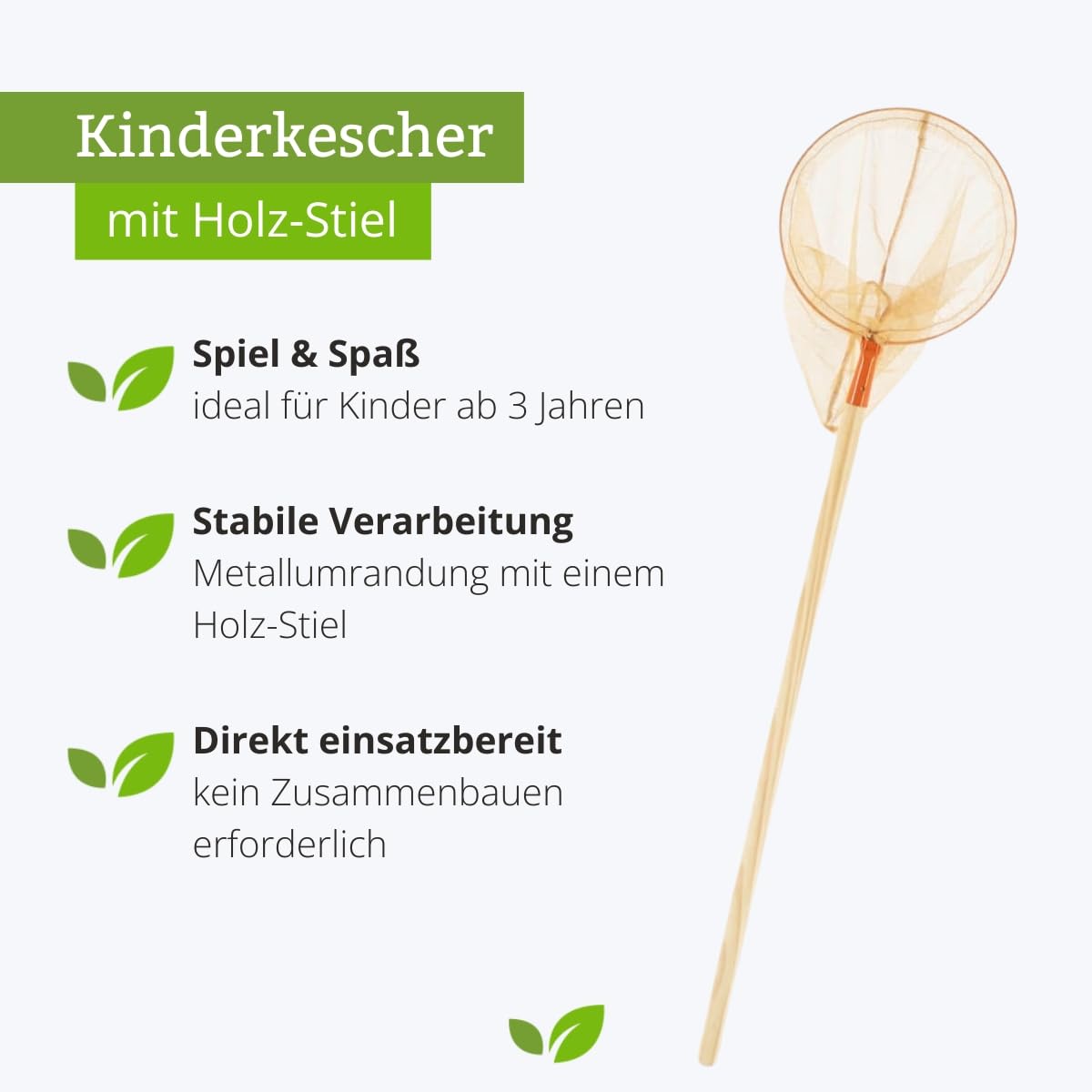 Record Butterfly Net for Kids (Metal, Orange) with Wooden Handle (72 cm) - ⌀ 23 cm - Total length 102 cm - for children ages 3 and up.