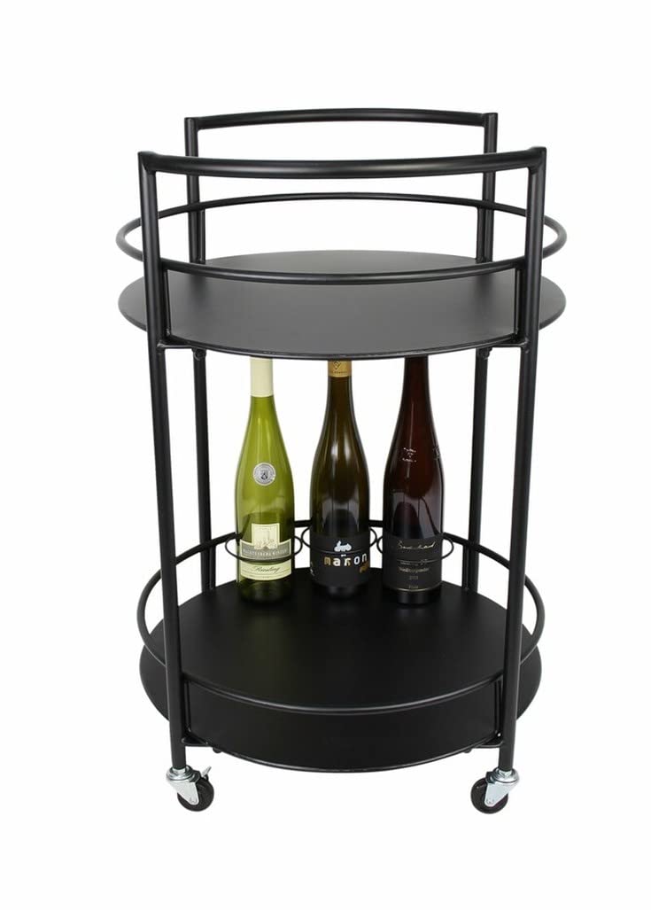 Decor passion serving trolley made of metal, black, Ø 46 x 69 cm, beverage cart, bar cart.