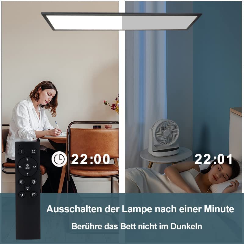 CBJKTX LED panel black ceiling light dimmable - ceiling lamp 120x30CM long with remote control 48W kitchen lamp flat office lamp modern ceiling panel daylight lamp rectangular for kitchen living room office