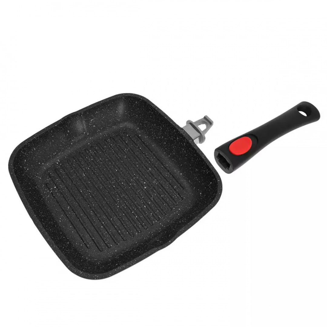 KING HOFF non-stick grill pan with marble coating and removable handle (24cm)