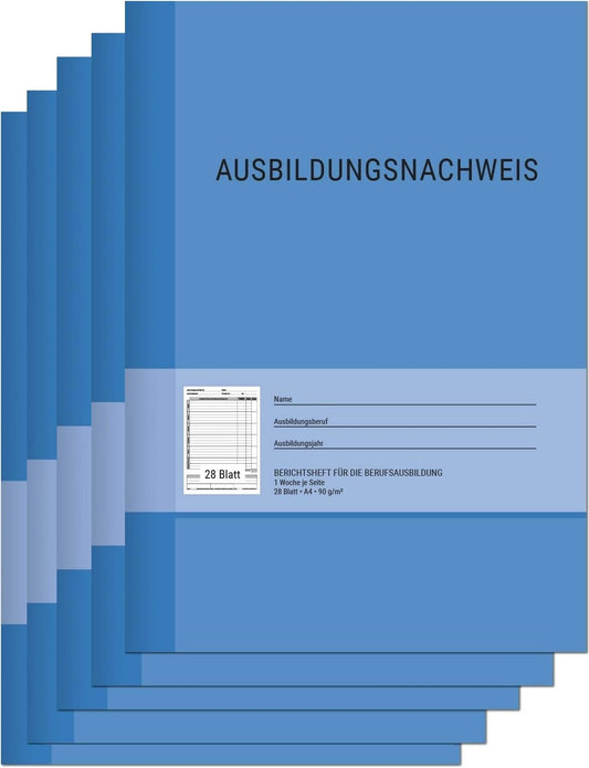 Internship/Training Report Book - DIN A4, 28 pages, daily/weekly entries, one week per page, from Monday to Sunday...