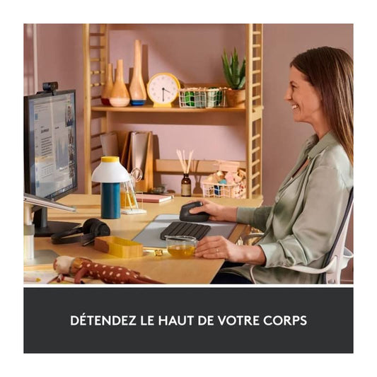 Logitech Lift Vertical Ergonomic Mouse, Wireless, Bluetooth or Logi Bolt USB receiver, Silent clicks, 4 buttons, Compatible with Windows/macOS/iPadOS, Laptop, PC - Graphite