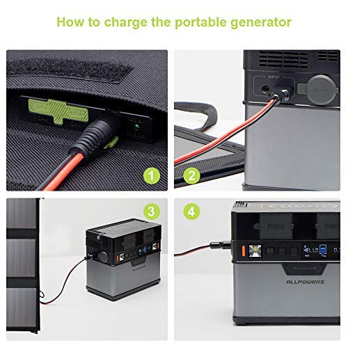 ALLPOWERS 100W Foldable Solar Panel Charger for Portable Power Station with 2 USB Ports Outdoor Solar Generator for Travel, Camping, and Garden