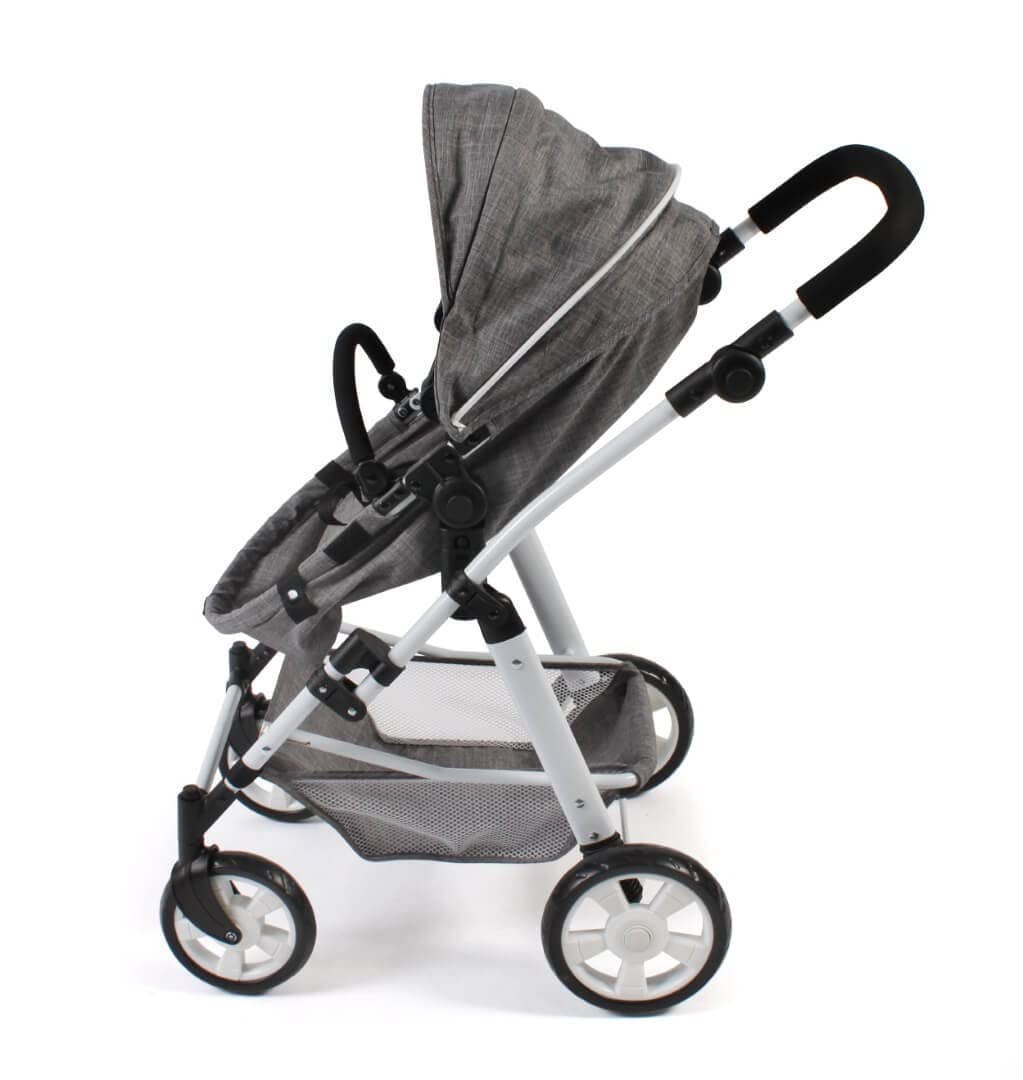 Bayer Chic 2000 - Doll carriage Nele, 2in1 combination doll carriage for children aged 4 to 8 years, denim gray, 45cm-84cm