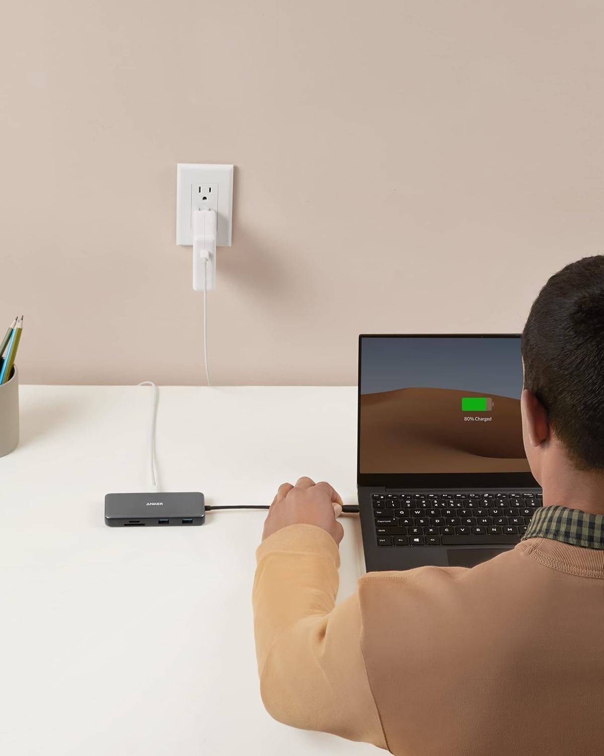 Anchor 555 USB-C Docking Hub (8-in-1) PowerExpand Adapter, 100W Power Delivery, 4K 60Hz HDMI, 10Gbps USB-C & 2 USB-A data ports, Ethernet port, microSD & SD card reader, for MacBook Pro and more.