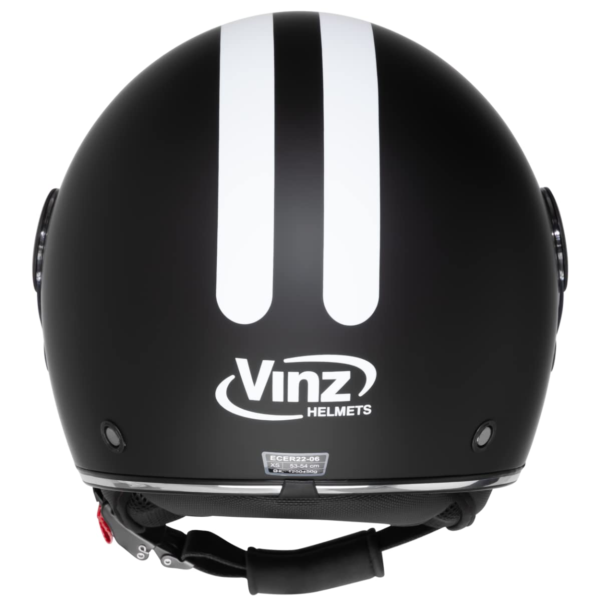 VINZ Parchi Jet Helmet with Double Visor | Scooter Helmet Fashion Helmet with Stripes | In sizes XS-XXL | Motorcycle Helmet with Sun Visor | ECE 22.06 Certified - Matte Black