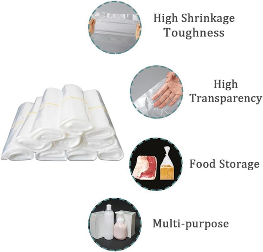 WACCOMT Pack of 100 Clear POF Heat Shrink Wrap Bags for Packaging Shoes Soap Art Candles Homemade DIY Craft Gifts (35x50cm / 13.7x19.6inch)