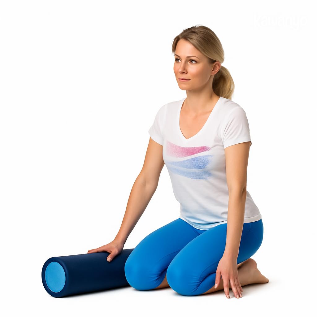 Kawanyo - Pilates roller 90 cm for stability & balance exercises - training aid for Pilates - foam roller for yoga, fitness, gymnastics, rehab & therapy - Dark Edition