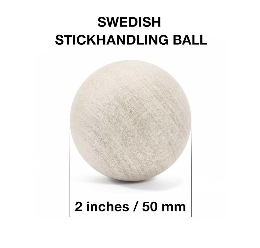 Hockey Revolution Essentials Kit - Swedish wooden stickhandling balls with hockey pucks and durable plastic puck - training tools without bounce.