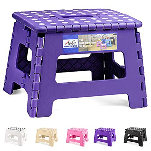 HOUSE DAY 22cm Folding Step Stool - Foldable Kids Stool Folding Chair Foldable Kids Stool Foldable, Foldable Stool Foldable Foldable Stool Foldable Kids Footstool (Purple)