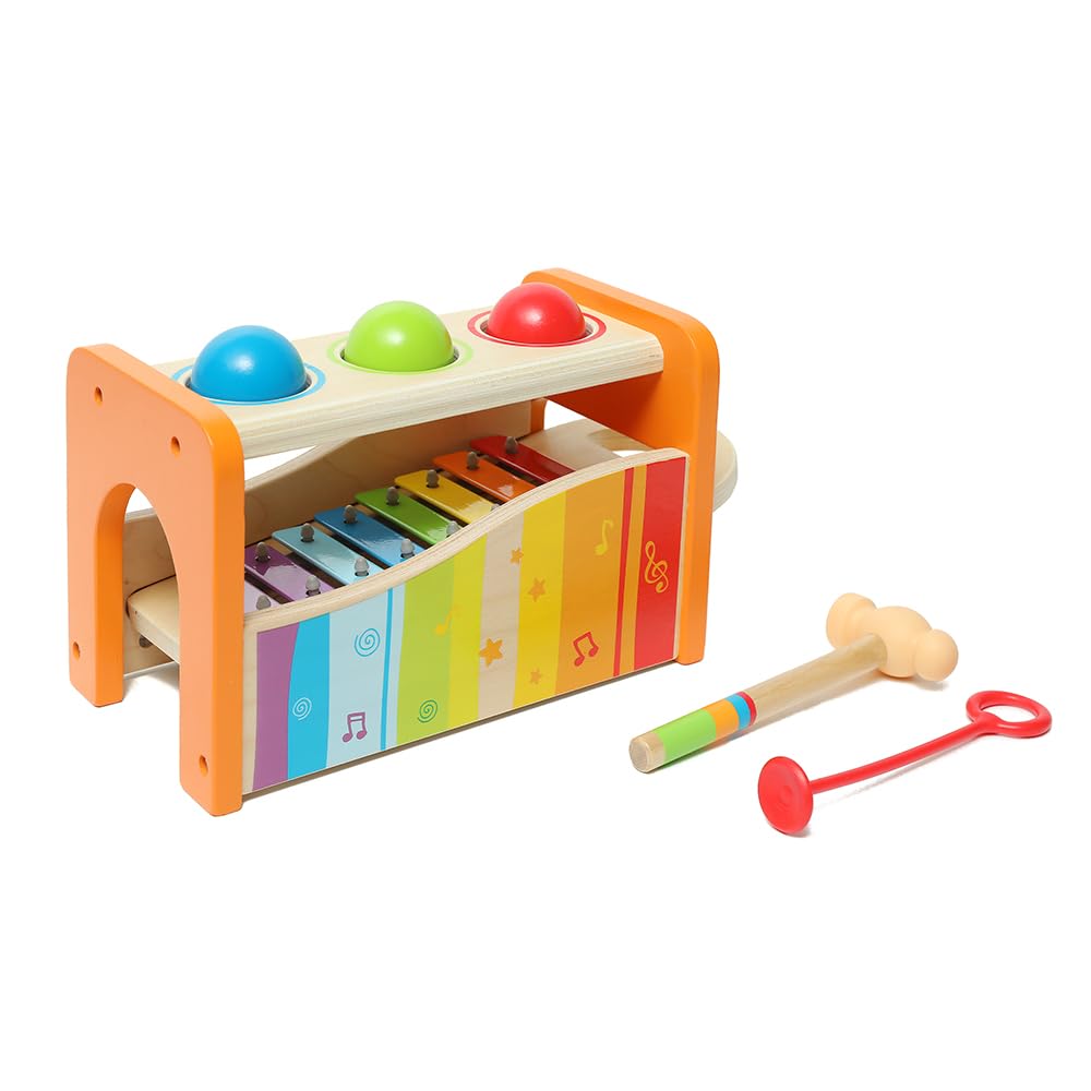 Hape xylophone and hammer game with extendable xylophone, multifunctional wooden toy, suitable for ages 12 months and up.