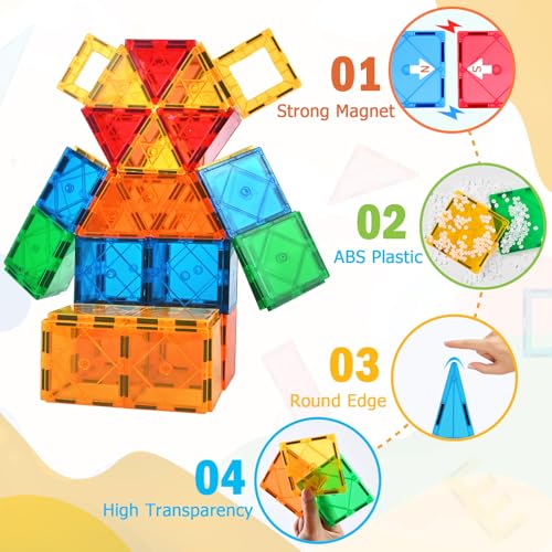CUIOLTOY Magnetic Building Blocks, 121 PCS Magnetic Building Set with 2 cars and 1 Ferris wheel STEM Montessori Magnet Toy for Kids Gift from 3 4 5 6 7 8 Years Building Blocks Children's Toy