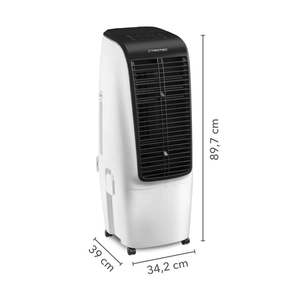 TROTEC Aircooler PAE 51 mobile air cooler, 4-in-1 air cooler, humidifier, air purifier, and fan, 20 l tank, 2 l/h evaporative capacity, 4 fan speeds, timer, night mode.