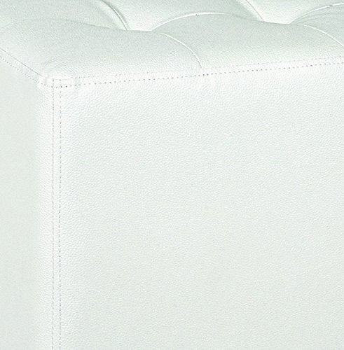 HAKU Furniture Stool Chrome, white, faux leather, metal - Dimensions: W 40 cm x H 42 cm x D 40 cm, Style: Modern