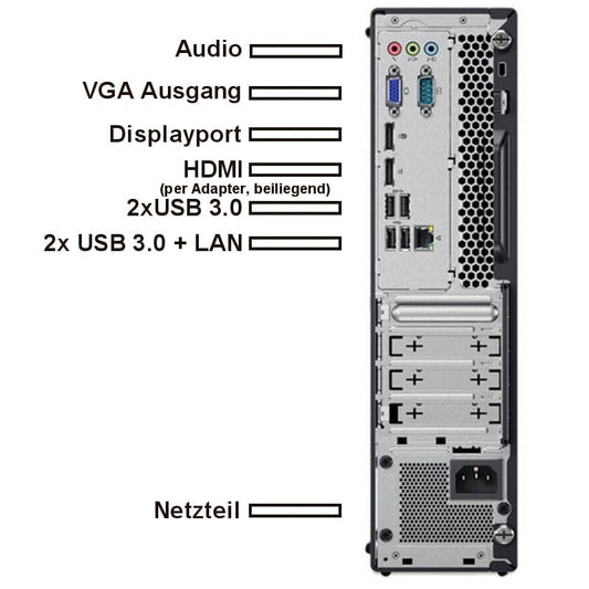 Lenovo ThinkCentre - Fast PC with Intel Core i7 6700 - Silent computer for office & home office with 4.00 GHz - 32 GB - 1000 GB SSD - USB3.0 - WLAN - incl. Windows 11 Pro and Office 2010 | 7715