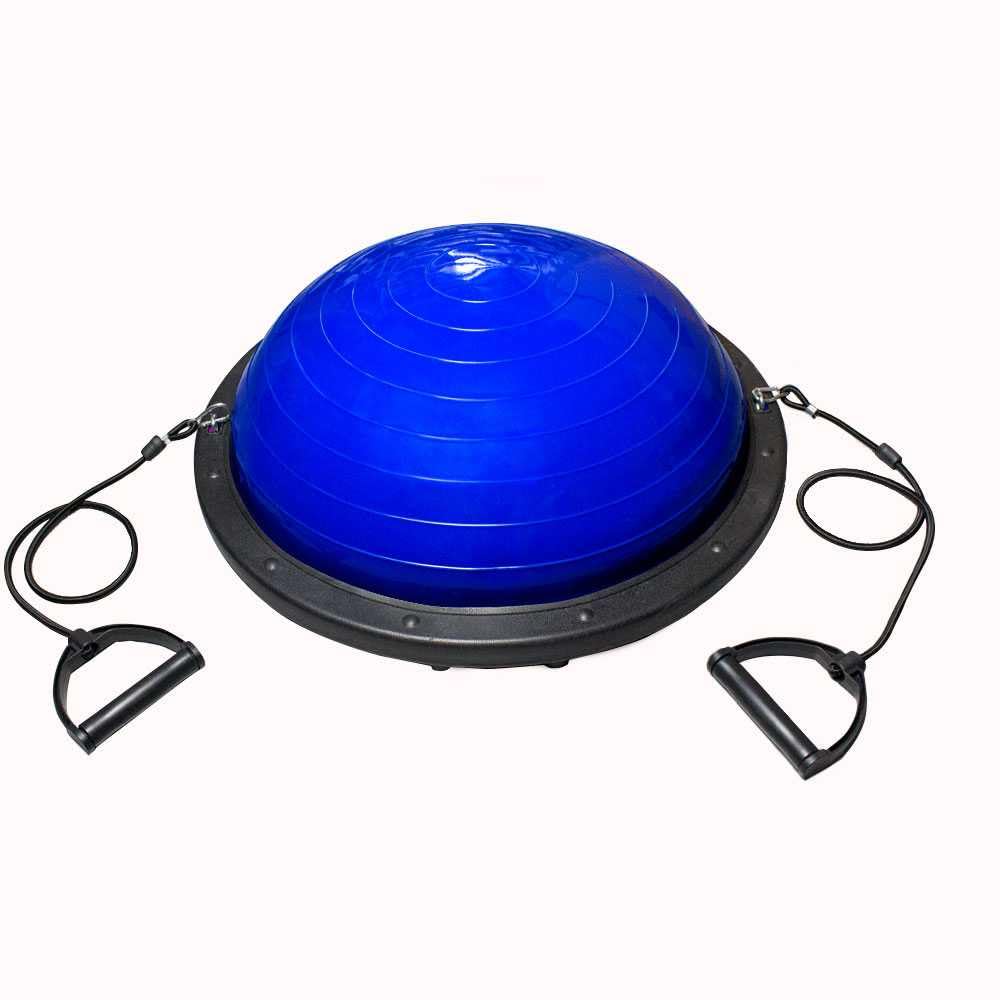 OcioDual Balance Ball, Balance Trainer, Half Fitness Ball for balance, Proprioceptive platform, Non-slip ball with inflator and resistance bands, Half Gymnastic Ball, Blue