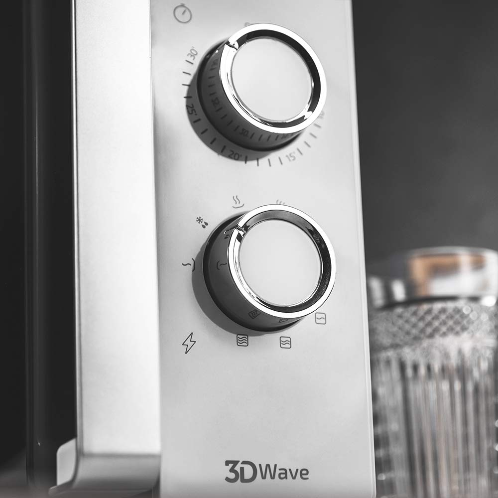Cecotec Microwave with Grill ProClean 4110. 700W power, 800W grill, 23L capacity, Ready2Clean coating, 3D Wave Technology, 30-minute timer, Full Crystal Door.