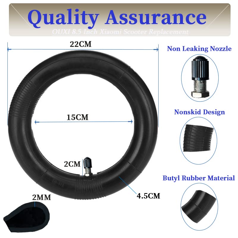 OUXI E-Scooter tire 8 1/2 tire 1 tire and 1 tube package E-Scooter spare tube + tire 8.5 inch compatible with Xiaomi M365/M365Pro2 electric scooter-black replacement wheels for scooter 50/75-6.1