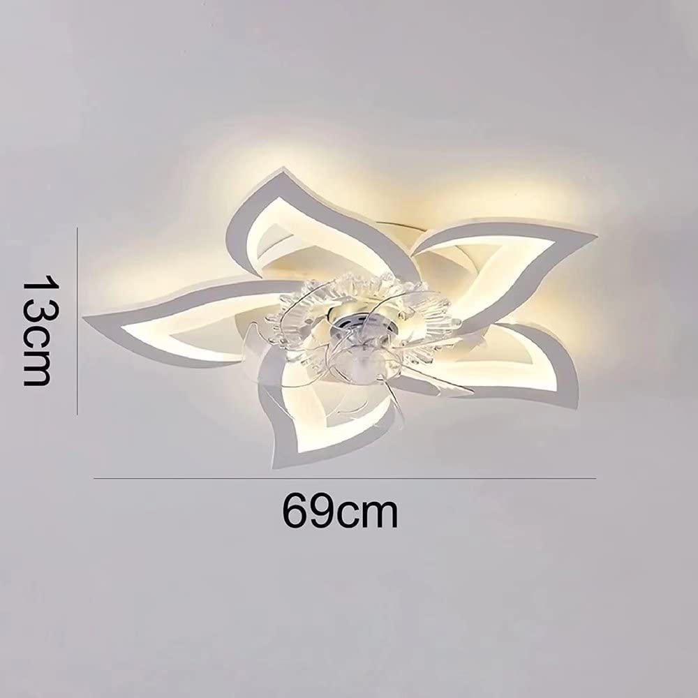LED ceiling fan with lighting, 50W dimmable (3000K-6000K) ceiling light with fan, quiet reversible ceiling fan with lamp for living room bedroom dining room lights 69cm