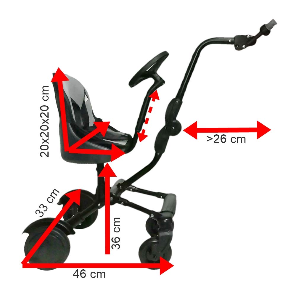 EICHHORN stroller sibling seat Uptown Rider, 20 cm seat area, with side attachment for more legroom.
