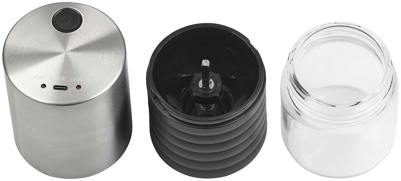 Rosenstein & Söhne Coffee Grinder 12V: Electric battery-powered coffee grinder with ceramic burr, USB charging port (electric small, Mini electric, ceramic burr)