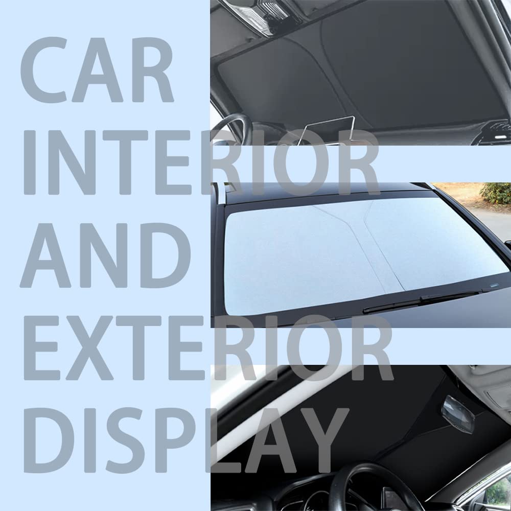 Thick sun protection car front windshield with storage bag, Keeps car interior cool, Universal sun protection car front sun protection for cars, SUVs, trucks (M: 140x70cm)