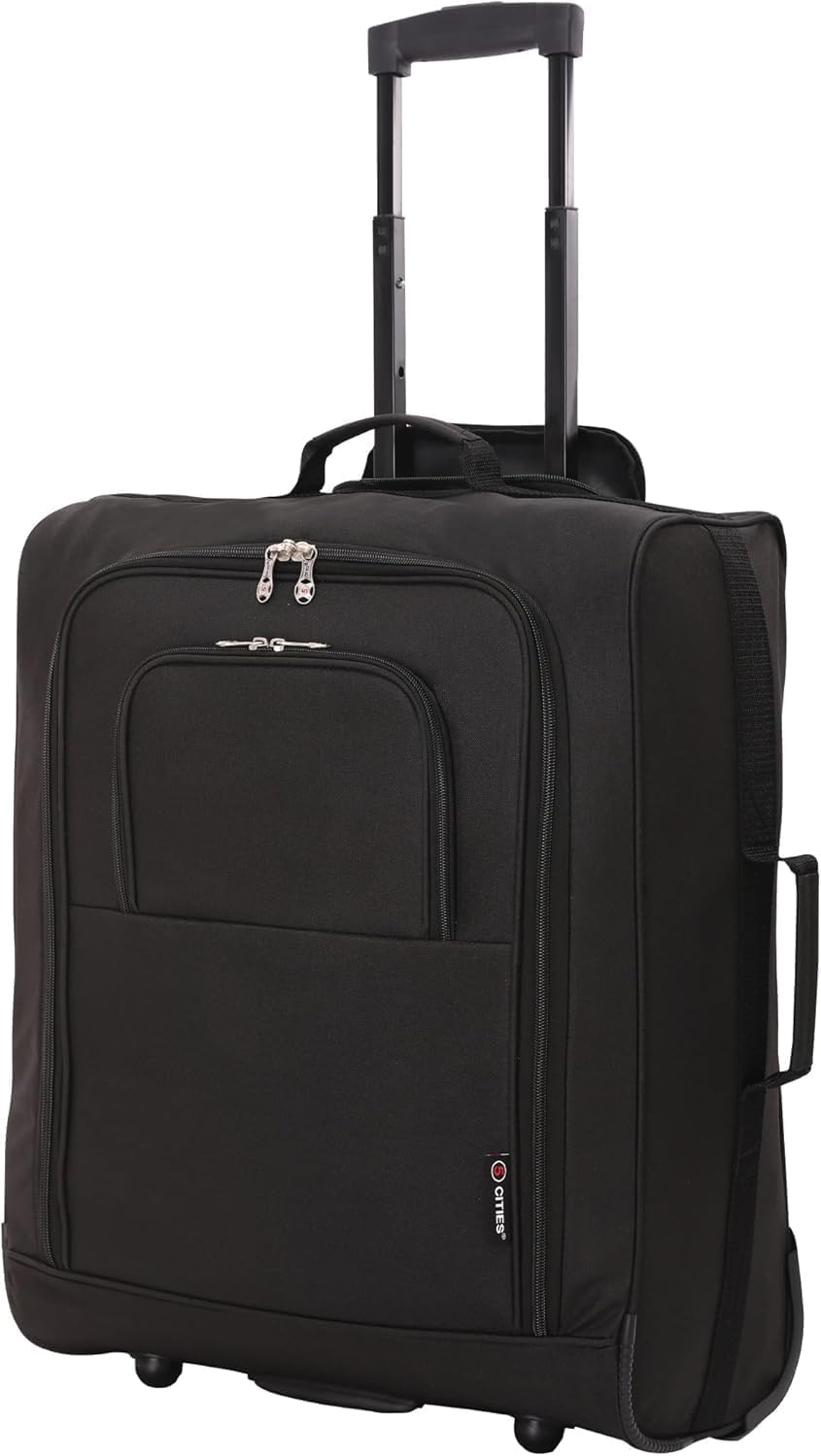 5 Cities 56x45x25 Trolley Suitcase Easyjet/British Airways/Jet2 Maximum size of cabin travel bag flight bag travel bag airplane, 56 cm, 60 liters, 2 year warranty (Black)