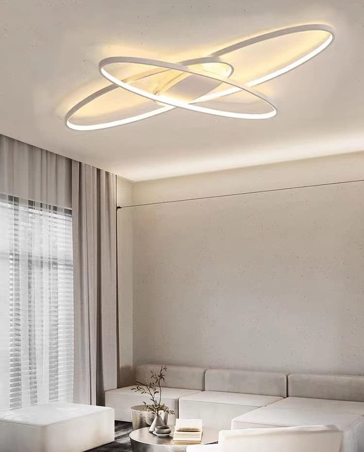 MQW LED Ceiling Light Dimmable Modern Ceiling Lamp Living Room Lamp Bedroom Lamp Ceiling with Remote Control 62W Interior Design Ceiling Lighting for Living Room Study Kitchen Office White, 130cm