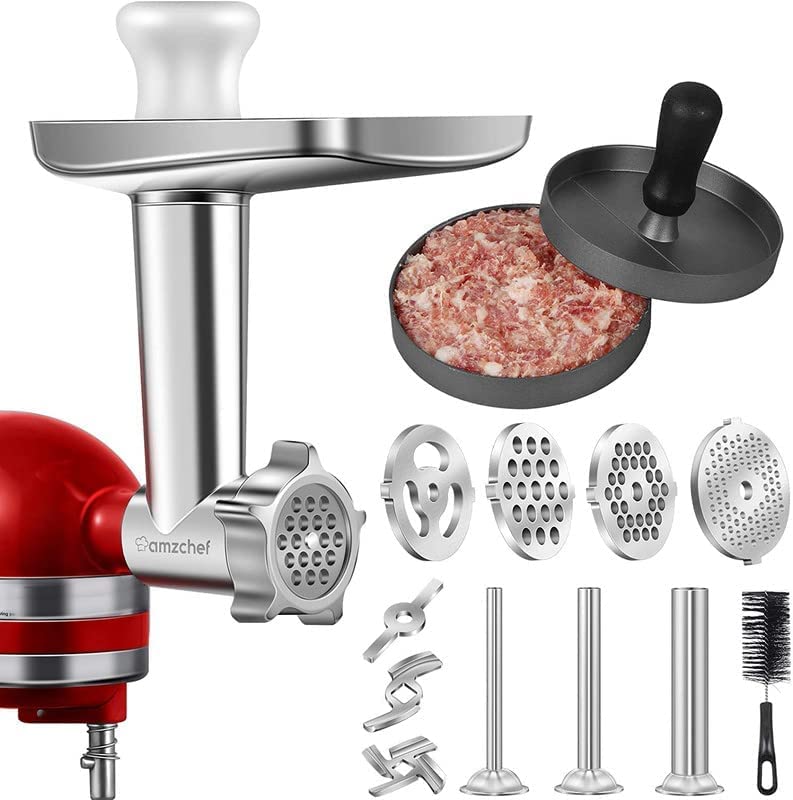 Meat grinder accessory for KitchenAid Artisan - Meat grinder Kitchen Aid includes 3 sausage fillers, 4 grinding plates, 2 blades, burger press, cleaning brush (Artisan not included, accessory only)