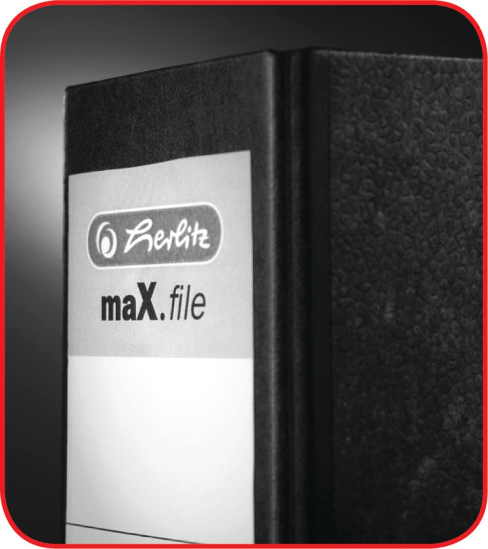 Herlitz 5480801 maX.file protect A4 folder (8 cm with insertable spine label) black (Pack of 4)