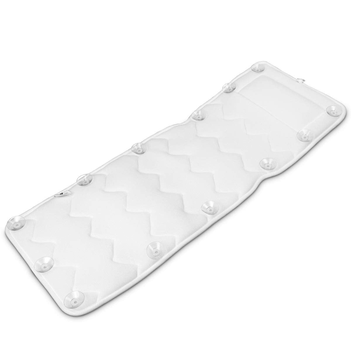 Navaris bathtub full body mat with pillow - 125x42cm mattress for bathtub tub pillow bathtub insert soft - mesh mat in white