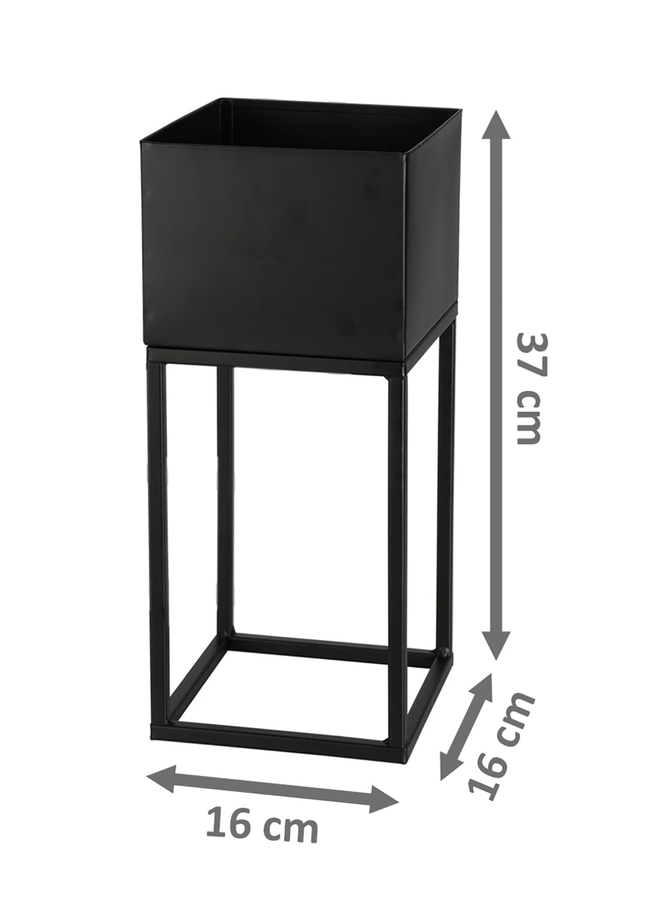 Spetebo Metal Flower Pot Stand 2 Piece Set in black for outdoors - 58/37 cm - Garden plant column with integrated planter - Flower stool flower ladder plant stand pot holder weatherproof.
