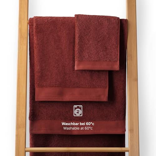 Blumtal Premium terry towels set 4 pieces 100% cotton - Oeko-TEX certified bath towel 2X (70x140 cm) + towel 2X (50x100 cm) - absorbent terry towel set - red towels