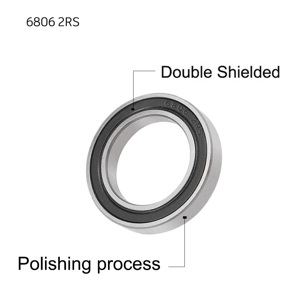 10 pieces 6806 2RS ball bearings 30 mm x 42 mm x 7 mm double sealed deep groove ball bearings for DIY, lathes, motors, 3D printers, milling machines, various mechanical devices, etc.