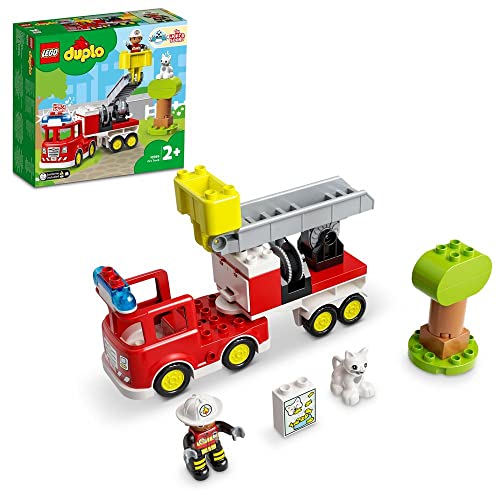 LEGO 10969 DUPLO Town Fire Truck Toy, educational toy for toddlers aged 2+ & 10931 DUPLO Excavator and Truck Toy with construction vehicles